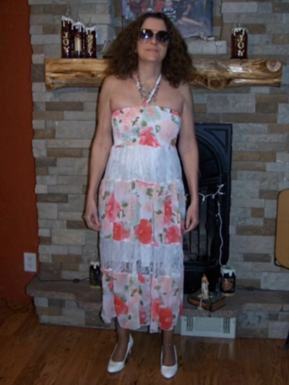 STEP in STYLE FLORAL SMOCKED HALTER MAXI DRESS TOP STRING TIE BACK !